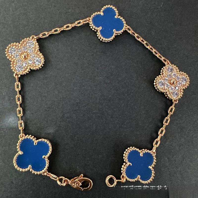 Exquisite Four-leaf Clover Bracelet for Women Five-flower Bracelet Double-sided Natural White Mother-of-pearl and Carnelian Bracelet
