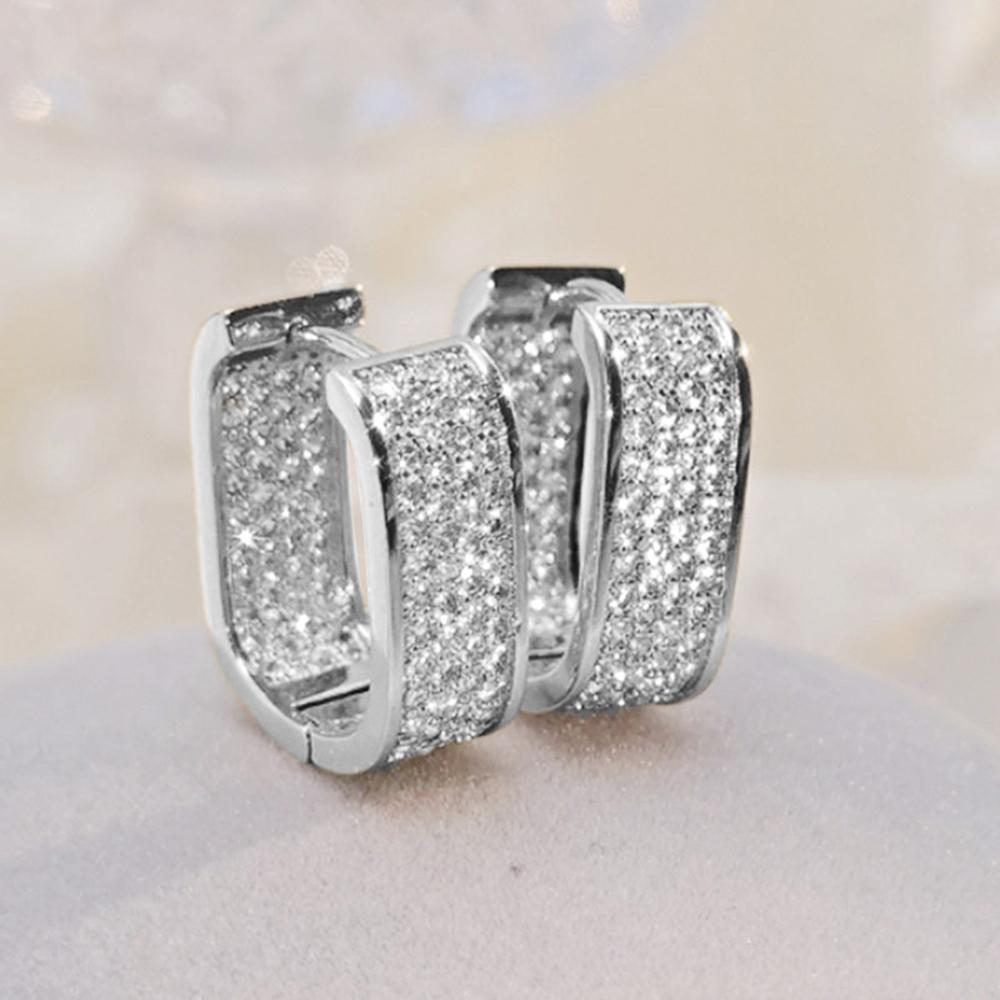 Huitan Fashion Women's Hoop Earrings with Sparkling Cubic Zirconia Fancy Female Ear Accessories Good Quality Wholesale Zircon