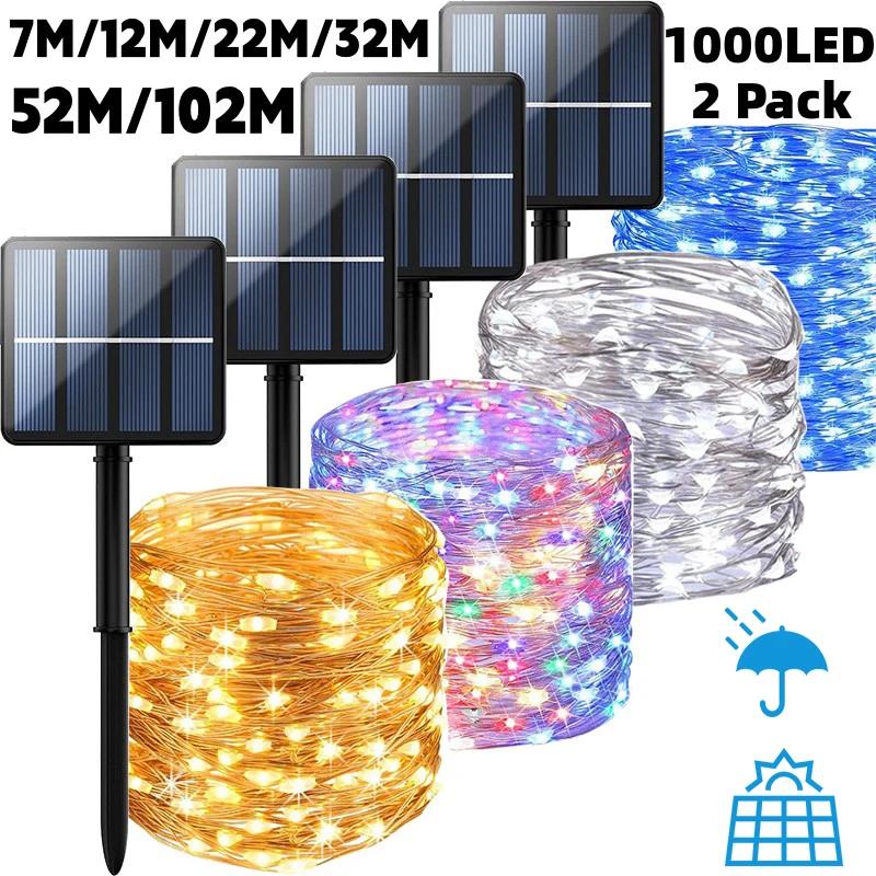 102M/52M/32m/22m/11m/7m Solar-LED-Lichterkette für den Außenbereich, wasserdichte Lichterkette, Lichterkette für Straße, Hochzeit, Party-Dekoration