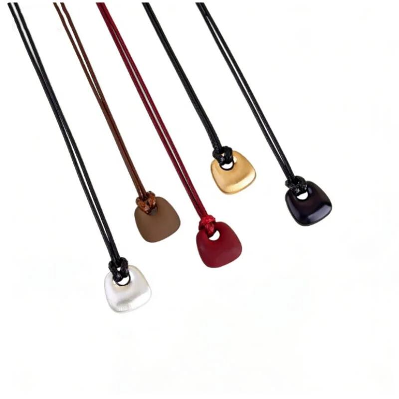 Fashion Metal Square Bag Shaped Pendant Necklaces for Women Men New Korean Style Casual Long Necklaces Daily Jewelry Accessories
