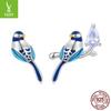 Silver Blue Bird Earrings & Ring Set - Unique 925 Sterling Design