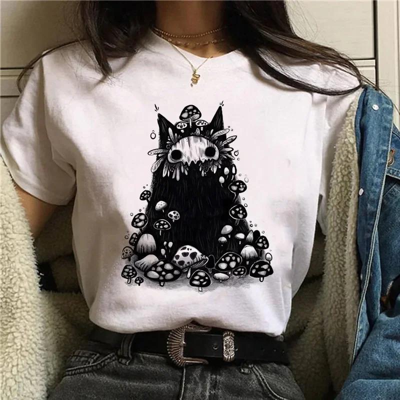 Halloween Funny Black Bunny Print T Shirt Women Short Sleeve O Neck Loose Tshirt Summer Women Tee Shirt Tops Camisetas Mujer