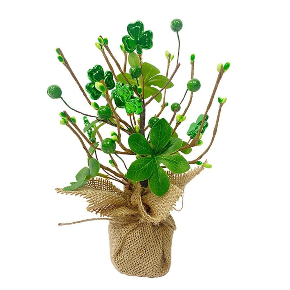 8.66in Mini Fabric Clover Tree Home Table Decor Entryway Cabinet Themed Layout Piece