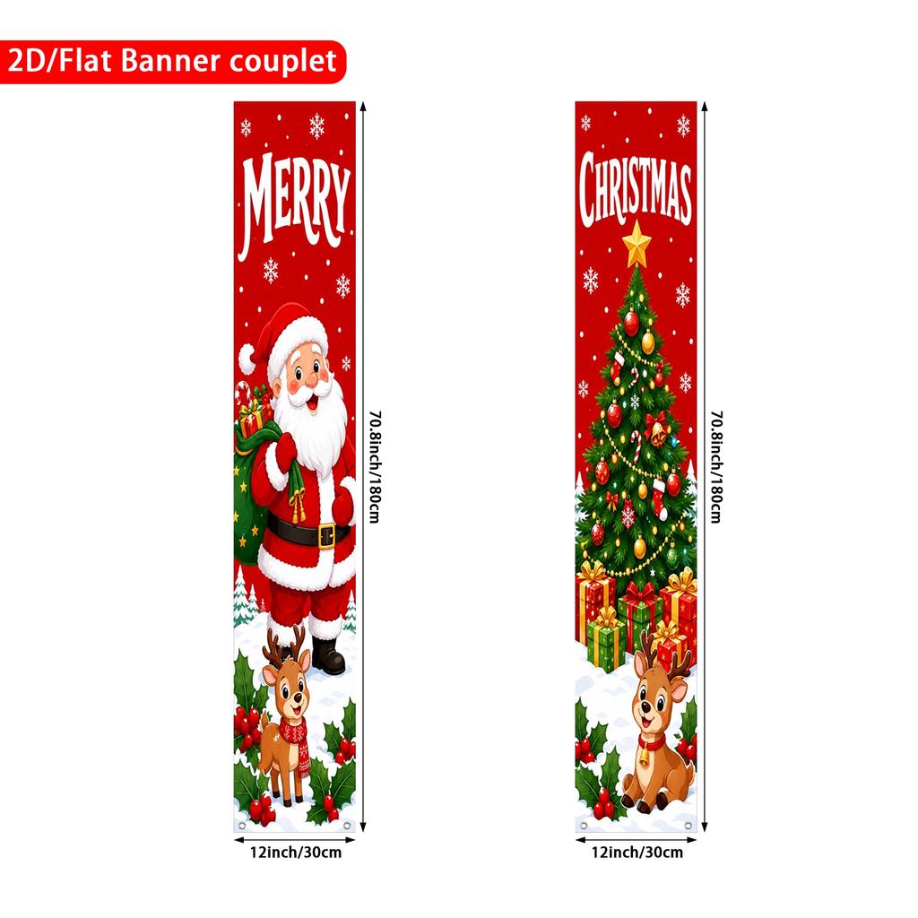 Door Couplet Banner for Christmas 2pcs Cartoon