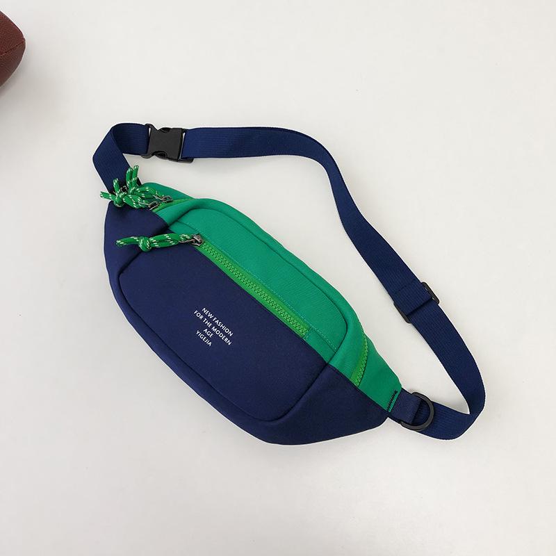 Japanese Niche Color-Block Chest Bag: Unisex Lightweight Crossbody & Waist Phone Bag for Casual Sports