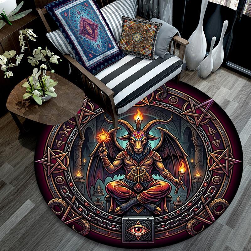 Occult Ritual Symbolism Round Area Rug Under Office Chairs Bedroom Living Room Home Decor