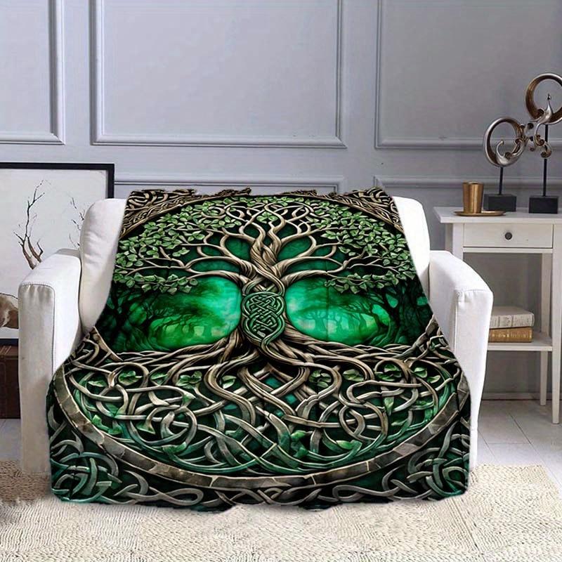 Celtic Tree of Life Flannel Blanket-Soft Sofa Blanket-Large Celtic Knot Decorative Tree of Life Print Comfortable Room Bedspread