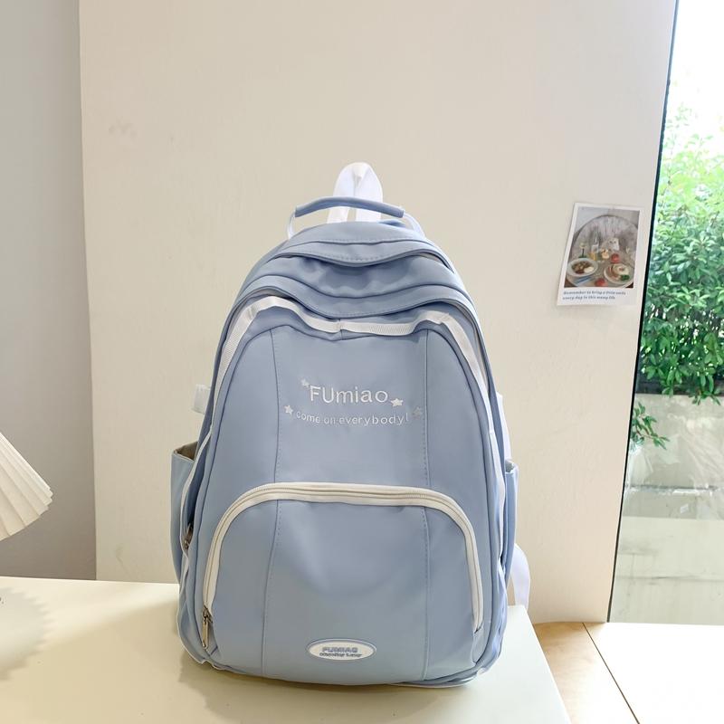 Color Block Backpack Female Junior High School Student Backpack Large Capacity Schoolbag Student Travel Bag