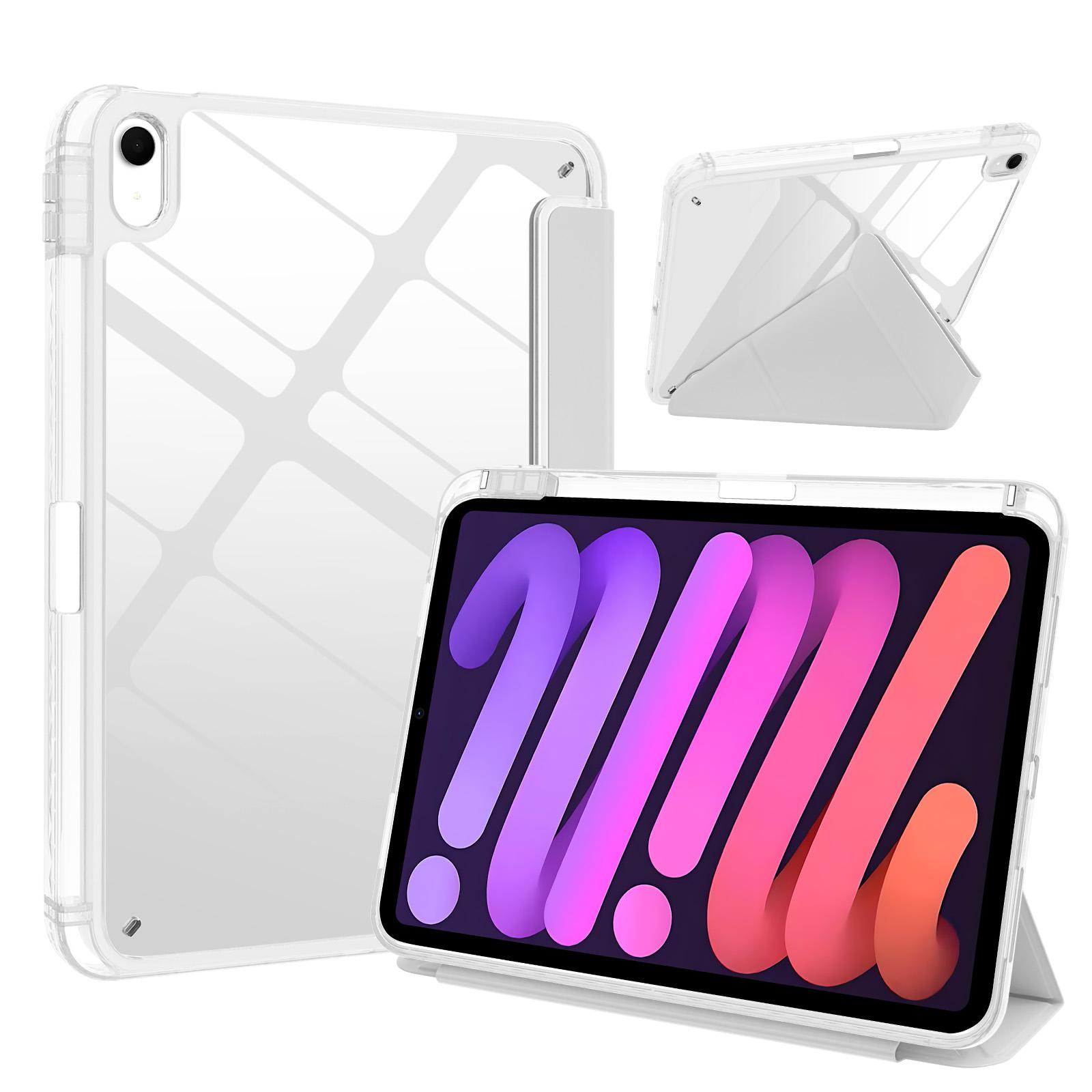 

For iPad (2025)/iPad 10.9 (2022) Case Magnetic Closure Origami Stand Transparent Leather + TPU + Clear Acrylic Back Cover