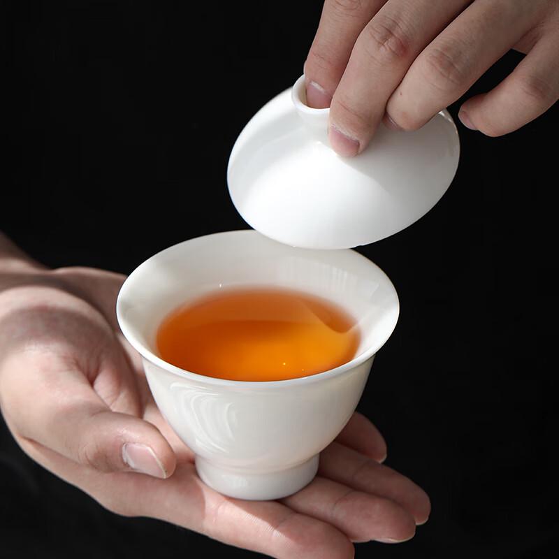 Sushih J0335 Chinese White Porcelain Mutton-Fat Jade Tea Set