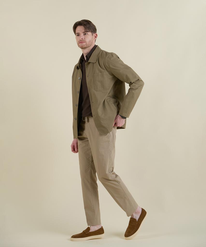 PANICALE Beige Poplin Elastic Waist Slim Fit Chino Pants
