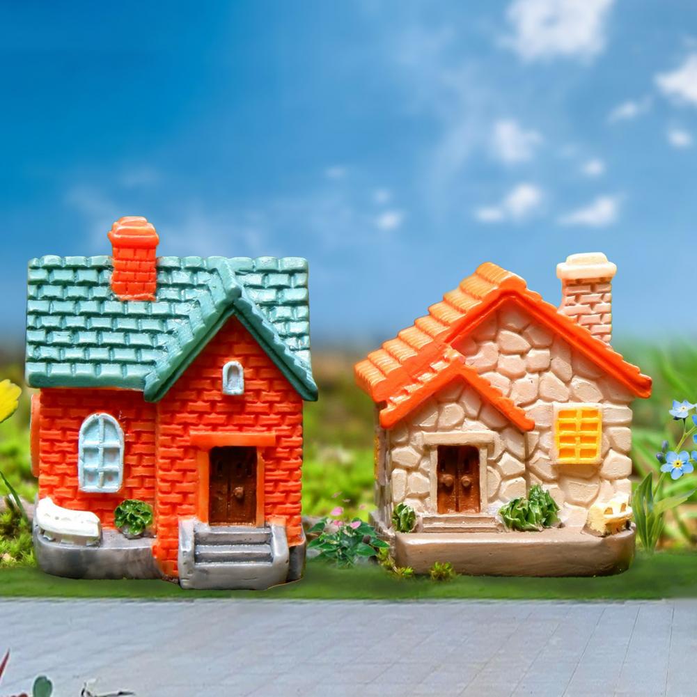 Small Space Decoration Mini House Figurine Resin Model Fairy Garden Miniature Building Moss Landscape Craft Decor for Diy Home