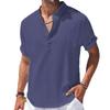 2024 Men's Linen Short Sleeve Shirts Casual Summer Solid Solor Shirt Us Size
