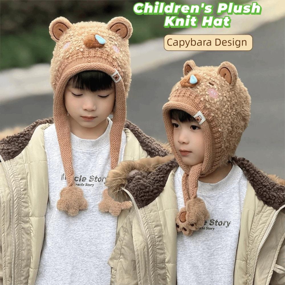 Thickened Baby Ear Protection Cap Warm Capybara Beanie Caps Cold Weather Wear