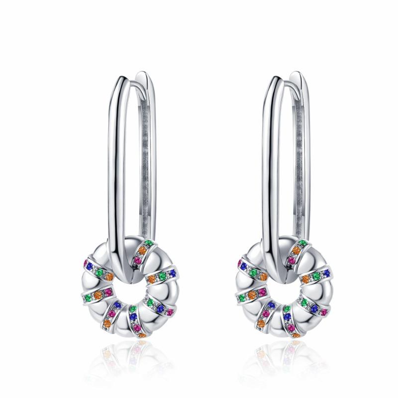 

Ins Новые серьги-пончики с цветными бриллиантами, простые и универсальные, подчеркивающие индивидуальность и темперамент