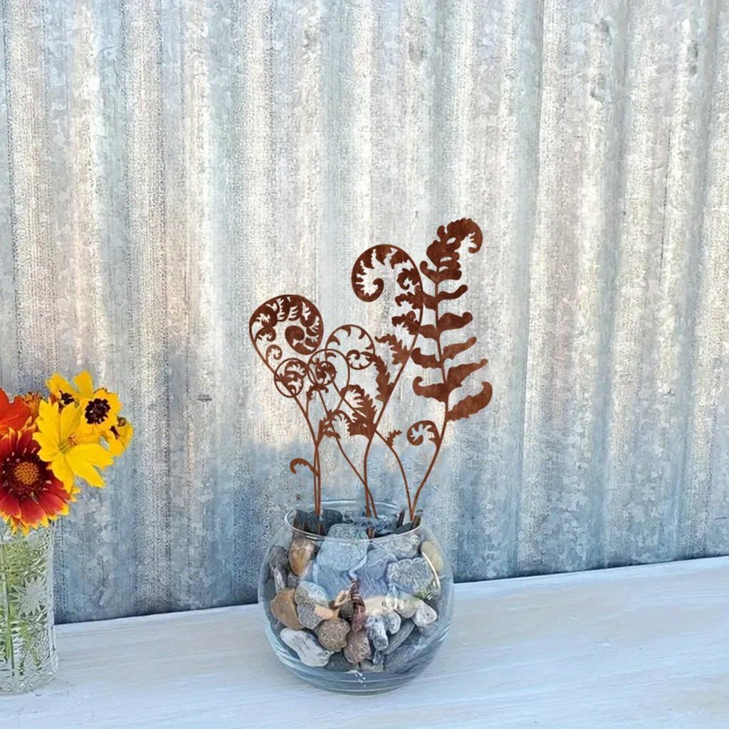 6-pack Leaf Silhouette Rusty Flower Pot Decorations for Indoor Holiday Decorations Outdoor Garden Patio Lawn Decoration Ground Inserts