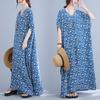 Dimanaf 2024 Plus Size Dress Women Summer V-Neck Sundress Bohemian Floral Print Loose Big Oversize Maxi Dress 5112