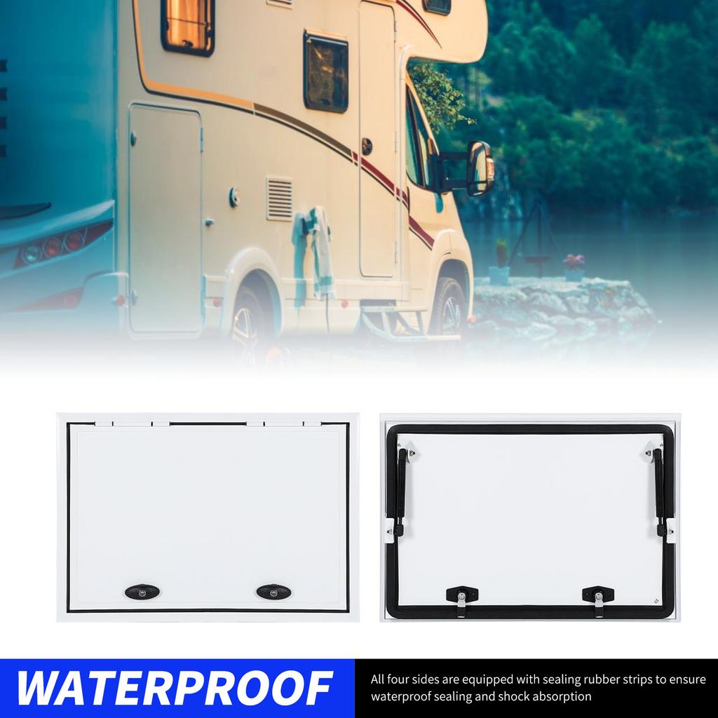 RV Storage Compartment Door RV Storage Door Aluminum Alloy Frame Support Rods Anti Rust Heavy Duty Waterproof for Motorhome