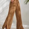 2026 New High-Waist Corduroy Pants, Women's Split Hem & Color Block Casual Trousers for Autumn Winter