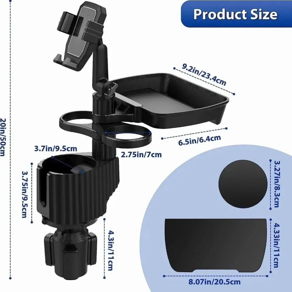 Extensor Suport Pahar Auto Rotativ 360° Suport Băuturi Cafea Stand Multifuncțional Pliabil Capacitate Mare de Încărcare Suport Pahar Auto