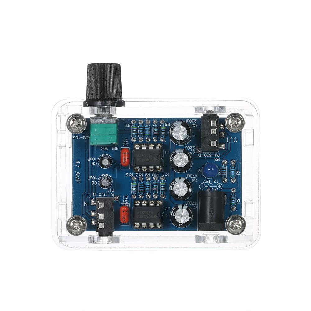 47 Amp DIY NE5532 Hi-Fi Headphone Amplifier Kit with Transparent Housing DC9V-18V