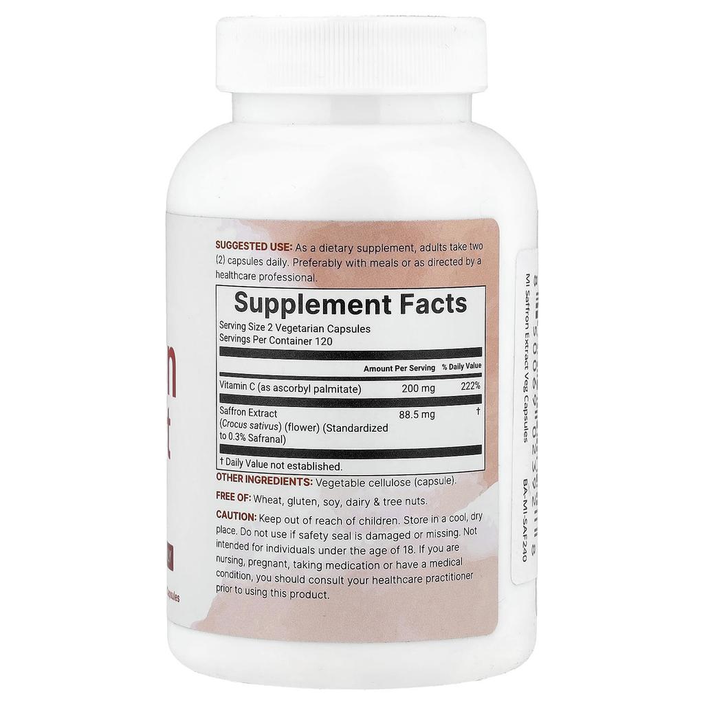 Micro Ingredients Pure Saffron Extract, 240 Veggie Capsules