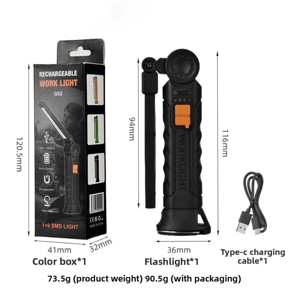Portable Folding Work Lights Rechargeable Magnetic Flashlight Multiple Gears Dual Lights Camping Light