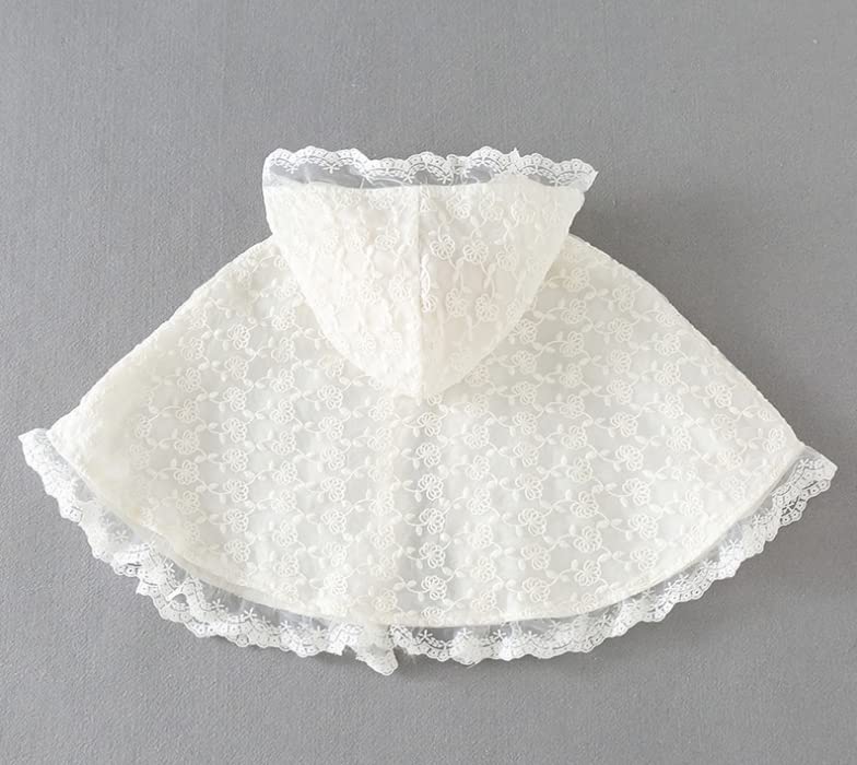 SLINX Baby Poncho with Princess White Floral for Outing Cold UV Outerwear Hood, Coat, All-Lace, Print, Children's Cloak/Cape Girls, Cloak, Protection,