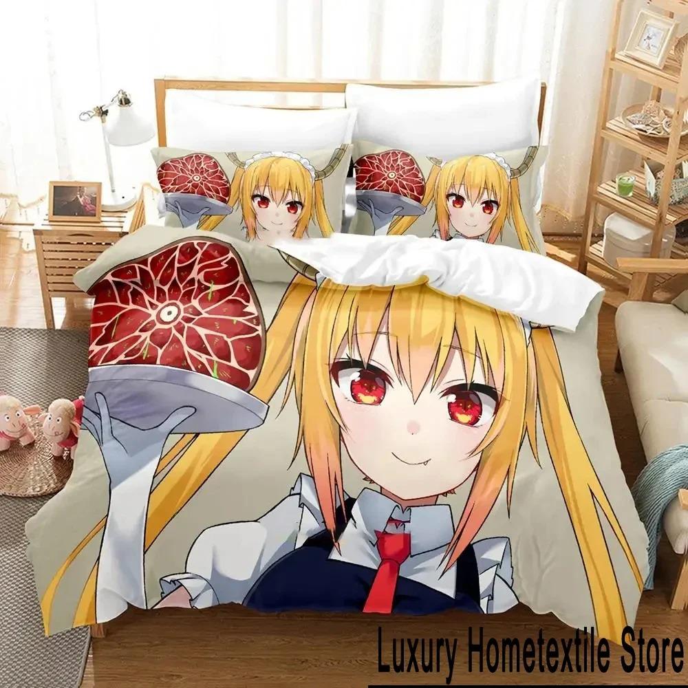 Anime Miss Kobayashi's Dragon Maid Bedding Set Duvet Cover Bed Set Quilt Cover Pillowcase Comforter King Queen Size Boys Adult