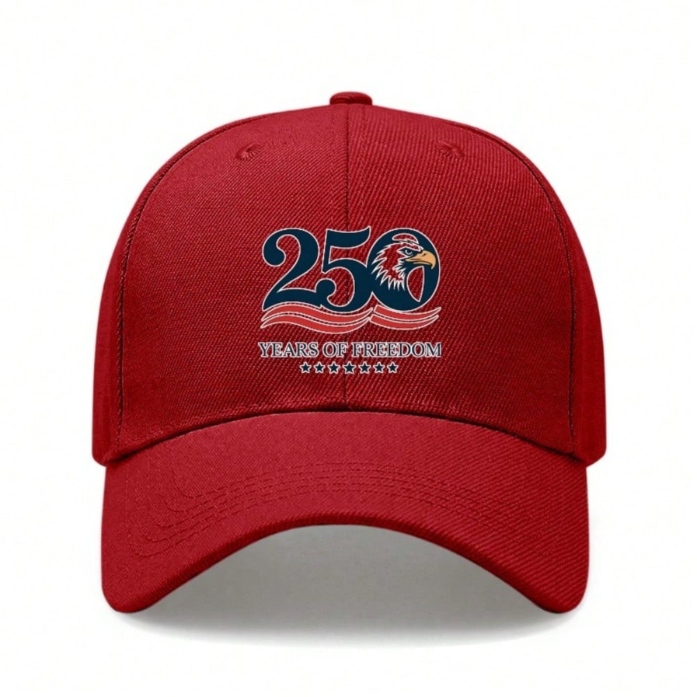 [Patriotic Baseball Cap] 250Th Anniversary USA Patriotic Printed Hat - Unisex Adjustable Vintage Polyester Sun Protection For July 4Th Memorial Day красный