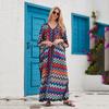 7-Color Cross-border  Large Size V-neck Dress Beach Blouse Loose Vacation Dress Bikini Blouse 3897