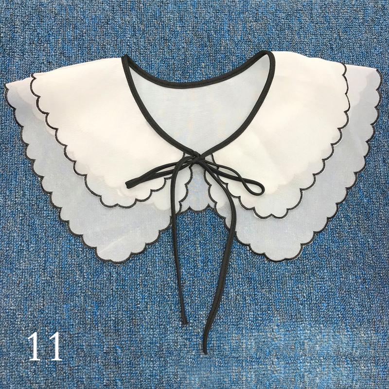 Women Necks Embroidered Detachable Doll Collar Lace Fake Collar Bow Blouse Shirt Accessories