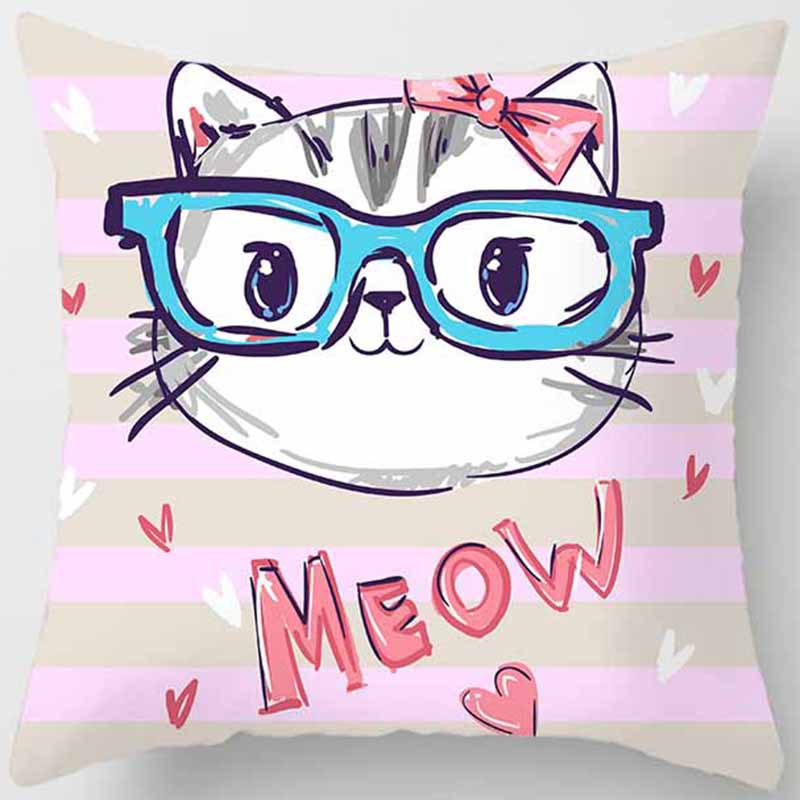 Cat Printed Pillowcase Bedroom Living Room Pillowcase Home Decoration Car Sofa Cushion Cover
