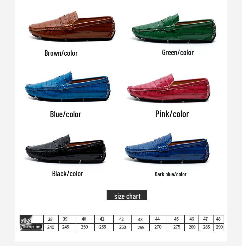 Men's Large Leather Slip-on Loafers: Spring Driving Casual Shoes