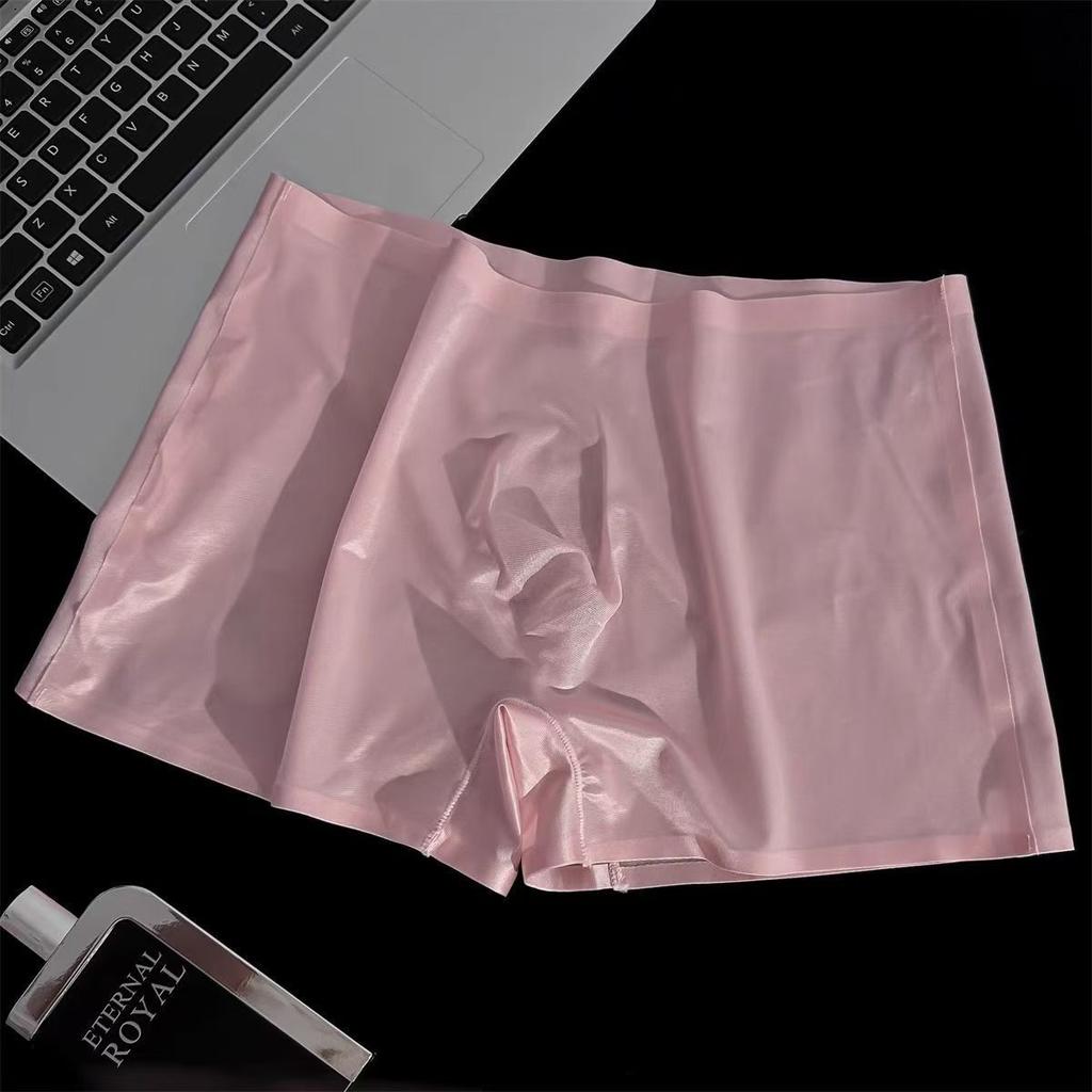 Pearlescent Satin Silky Panties Men'S Ice Silk Seemless One-Piece Underwear U Convex Underpant Transparent Slim Fit Boxer Shorts