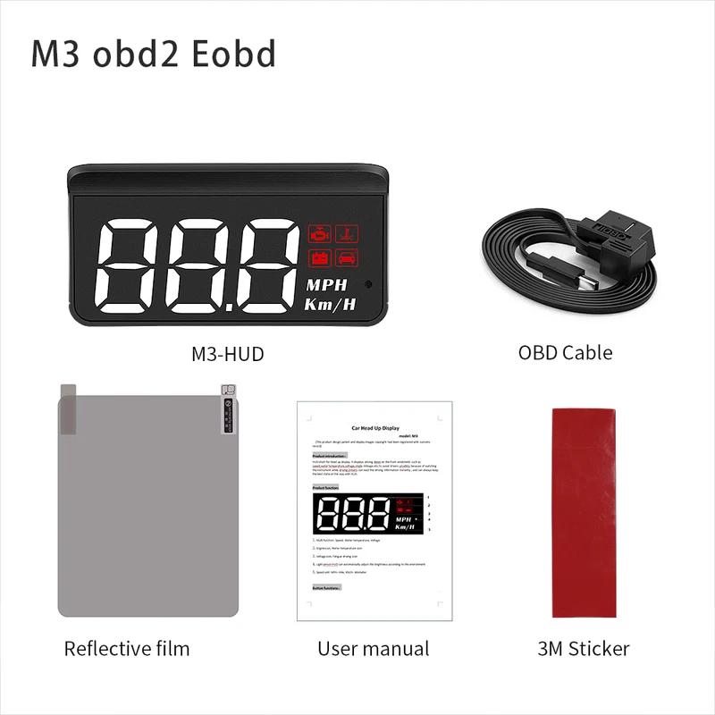 LANGJING M3 OBD2 GPS Head-Up Display Auto Electronics HUD Projector Digital Car Speedometer Accessories For All Car
