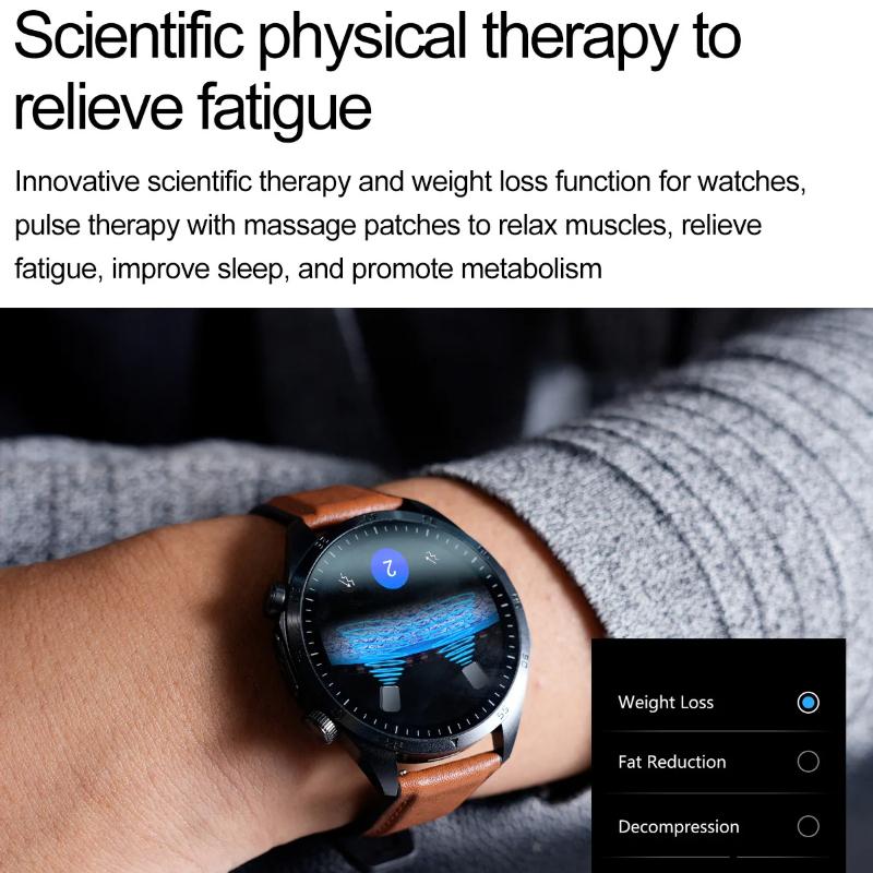 2025 NEW Pulse Therapy Smart Watch Sapphire Glass Screen ECG+PPG Blood Fats Uric Acid BT Call Sports Health Watches for Huawei