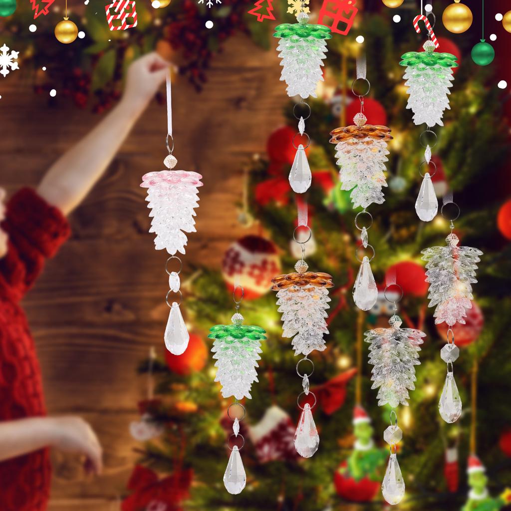 10/1pcs Acrylic Simulated Pine Cone Pendants Color Transparent Crystal Hanging Pendant for Xmas Tree Ornaments Home Party Decor