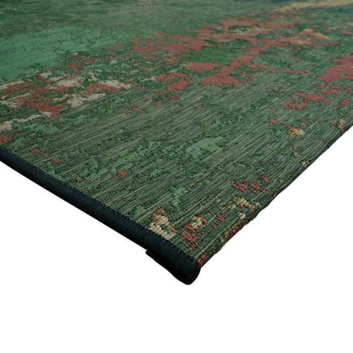 Tapis salon vintage vert multicolore 123x180