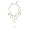 Shell Starfish Seed Bead Long Necklace 4-Piece Set Beach Vacation Style Stacking Designer Imitation Pearl Collarbone Chain