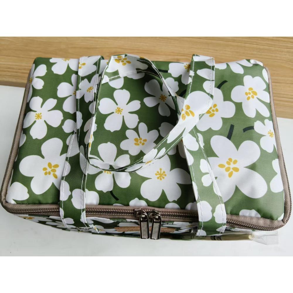 Oxford 4 Pockets Cooler Bag, Portable Handheld Insulated Lunch Bag, Outdoor Picnic Thermal Food Carrier