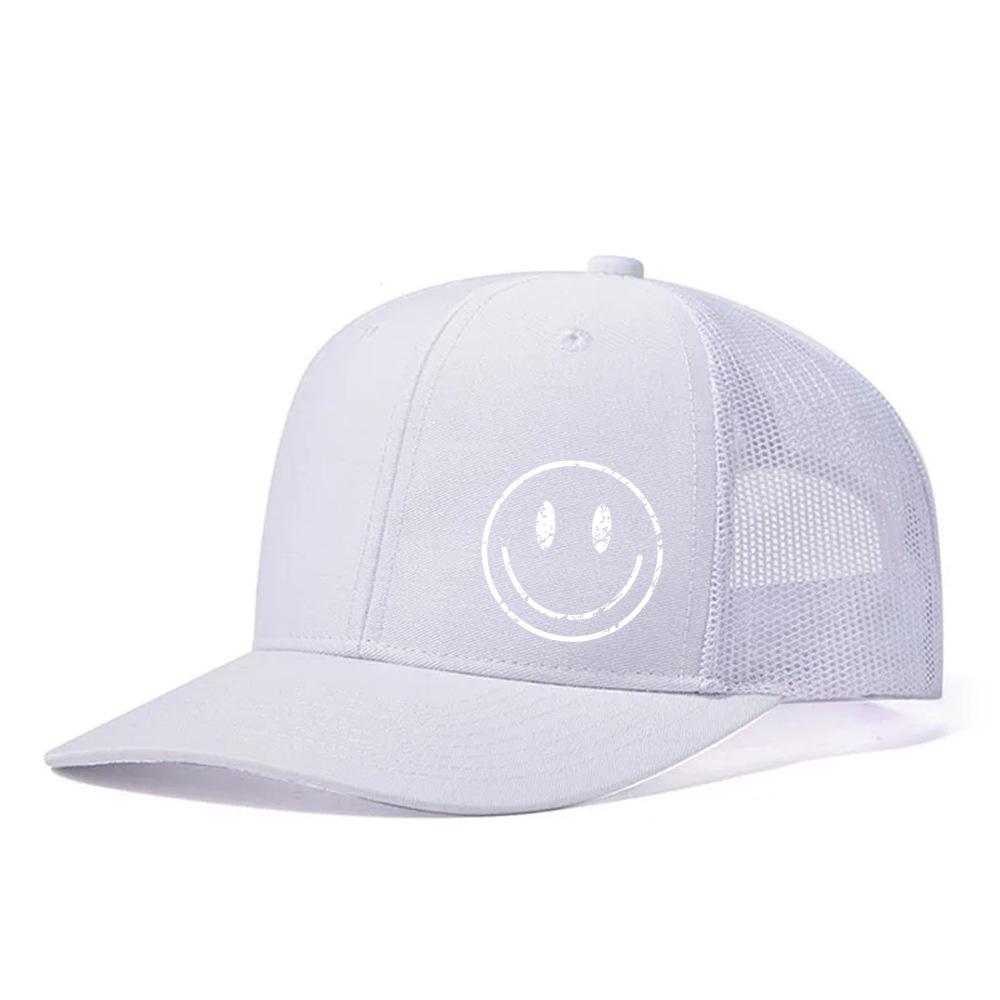 Heat Transfer Smiley Baseball Cap Slightly Curved Richardson Truck Cap Outdoor Breathable Mesh Cap Sun Protection