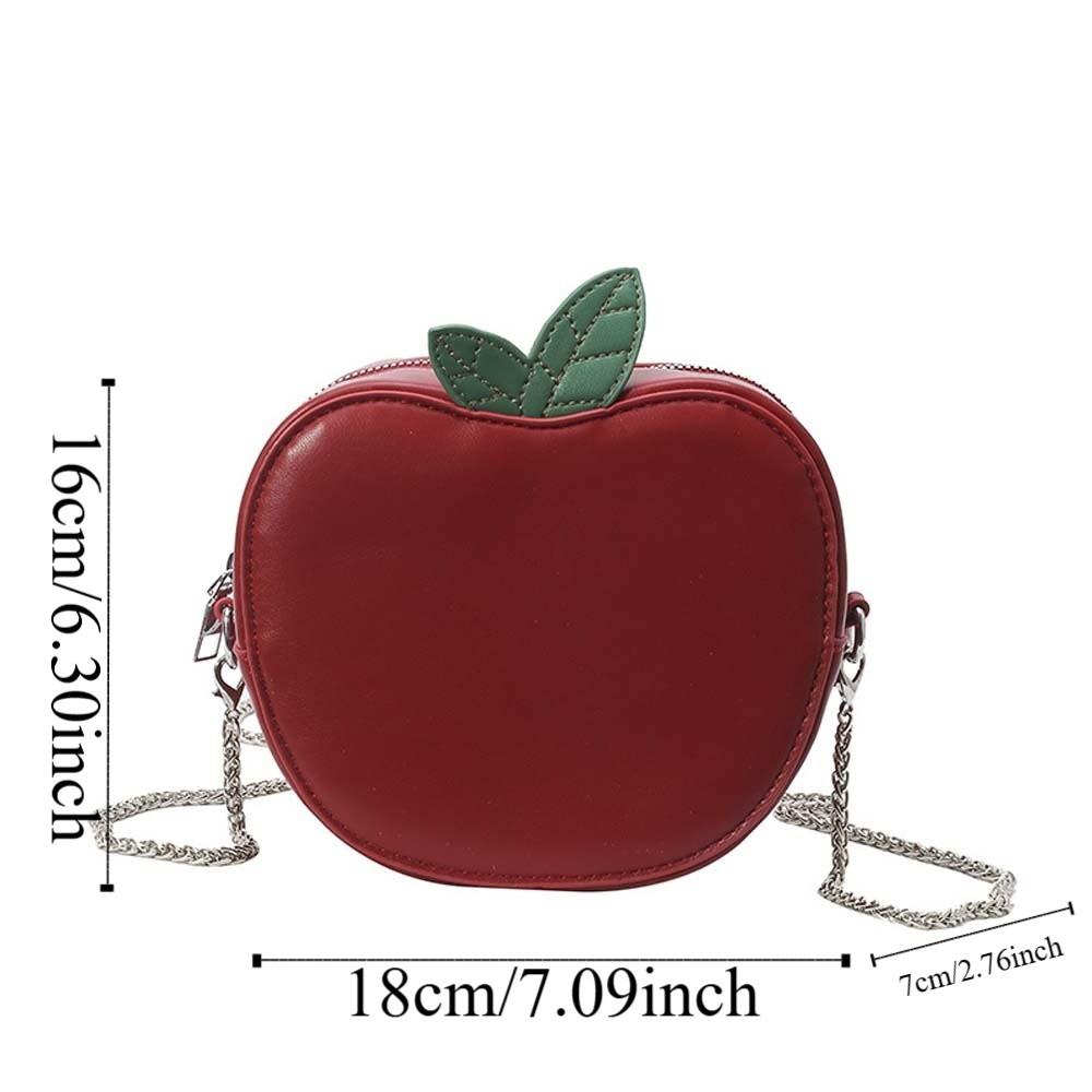New Fruit Shape Chain Bag Creative Red Crossbody Bag Round Small Leather Pouch Funny Coin Purse Women Shoulder Bag