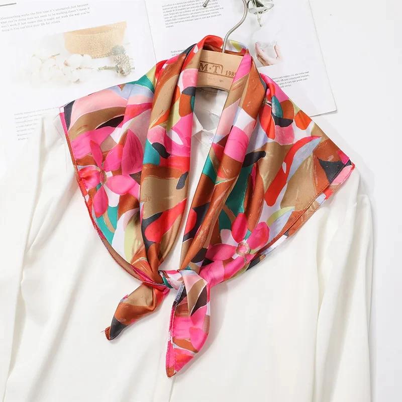 New Fashion 70X70Cmprinted Women'S Scarf Pashmina Silk Scarf Square Shawl Decorative Headband Neck Luxury Design Bandana