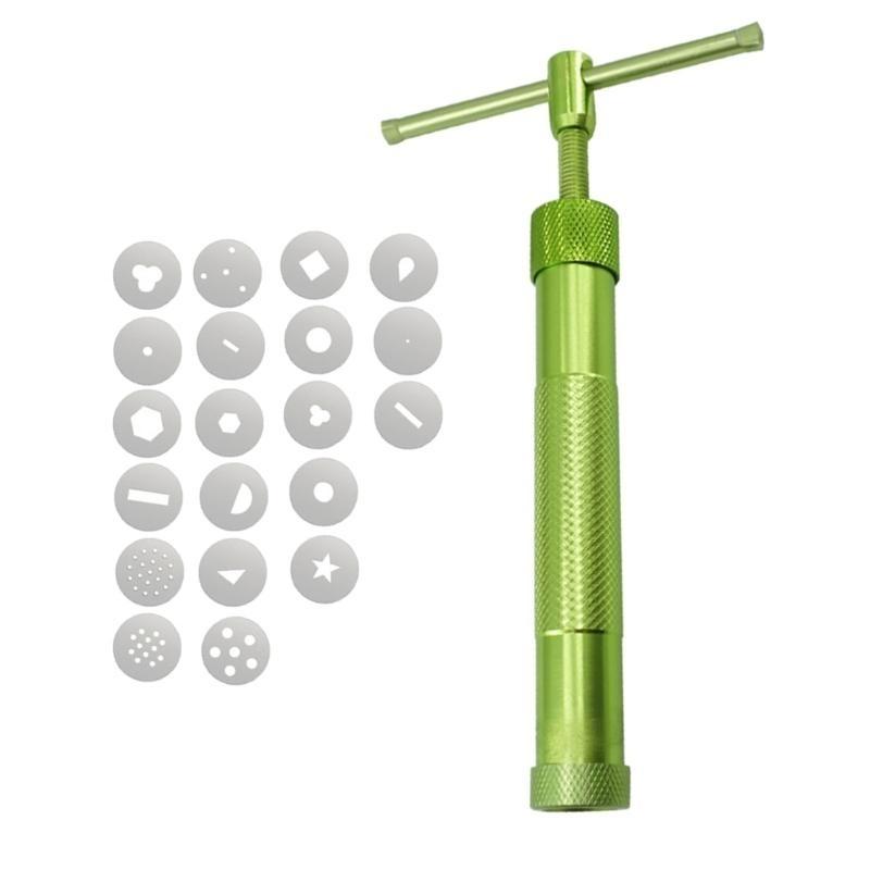 Fondant Press Clay Cutter Clay Extruder with 20 Tips Cake Decorating Tool Set Sugar Pastes Extruder for Bread Cake