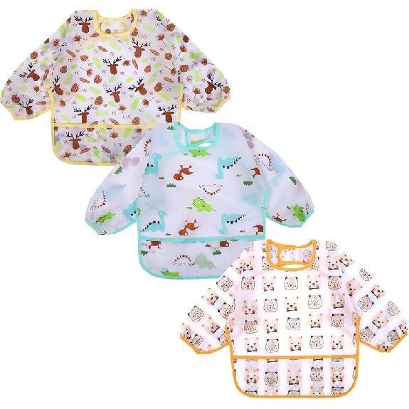Accmor Long Sleeve Baby Bibs, Waterproof Sleeved Bib, Toddler Soft Bib for 6-36 Months Large: 24-36 Months