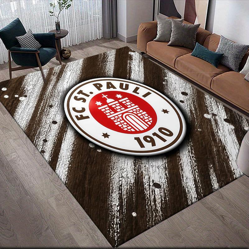 FC St. Pauli Flannel Pattern Square Carpet,Area Rug,Carpet Rug for Living Room Bedroom Sofa Playroom Decor,Non-slip Floor Mat