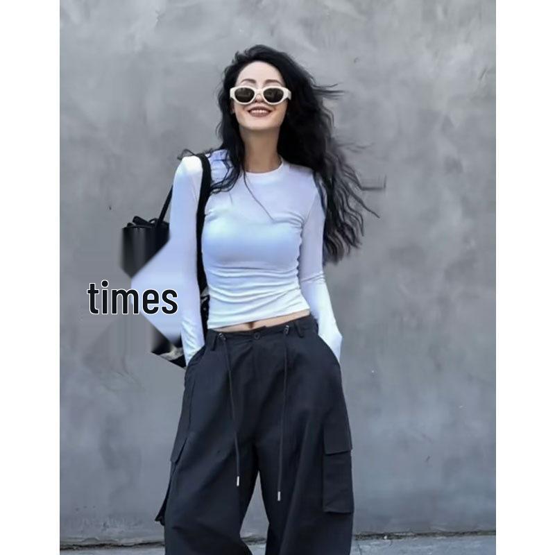 

Women s Red Long Sleeve Slim Fit T-Shirt - Stylish Spring/Autumn 2025 Base Layer, Age-Reducing Design, Regular Shoulder, Short Top L (105-115) білий