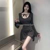 2024 Pure Desire Low-Cut Lace-Up Slim Long-Sleeve Dress