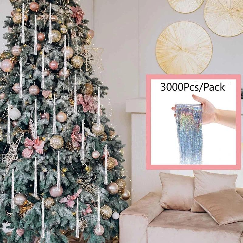 Laser Metallic Silver Thread Christmas Tree Ornaments and Festive Party Supplies
